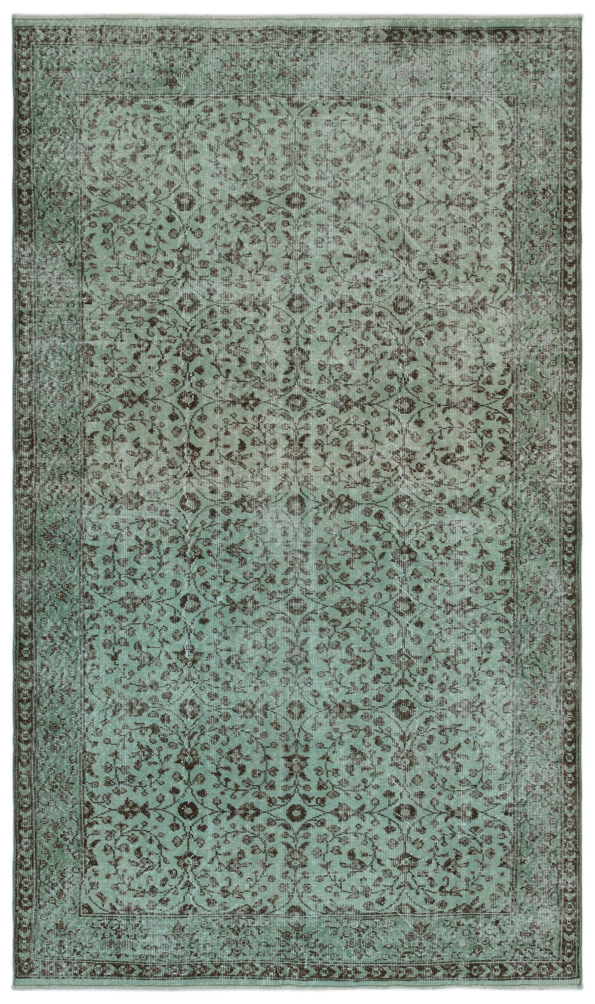 Green Over Dyed Vintage Rug 5&#39;8&#39;&#39; x 9&#39;7&#39;&#39; ft 173 x 293 cm