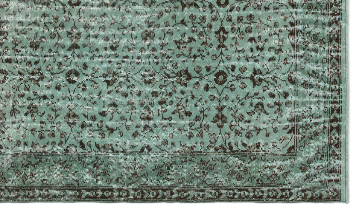Green Over Dyed Vintage Rug 5&#39;8&#39;&#39; x 9&#39;7&#39;&#39; ft 173 x 293 cm