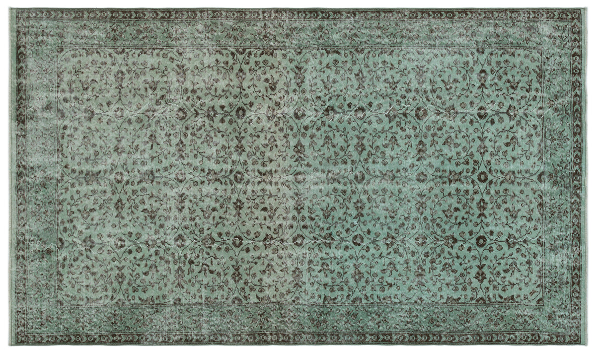 Green Over Dyed Vintage Rug 5&#39;8&#39;&#39; x 9&#39;7&#39;&#39; ft 173 x 293 cm