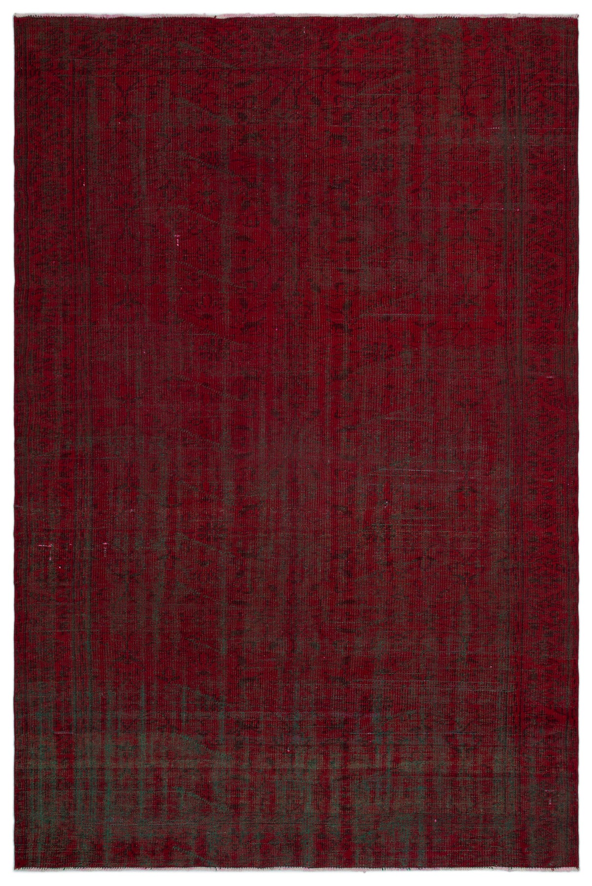 Red Over Dyed Vintage Rug 5&#39;10&#39;&#39; x 9&#39;1&#39;&#39; ft 177 x 277 cm