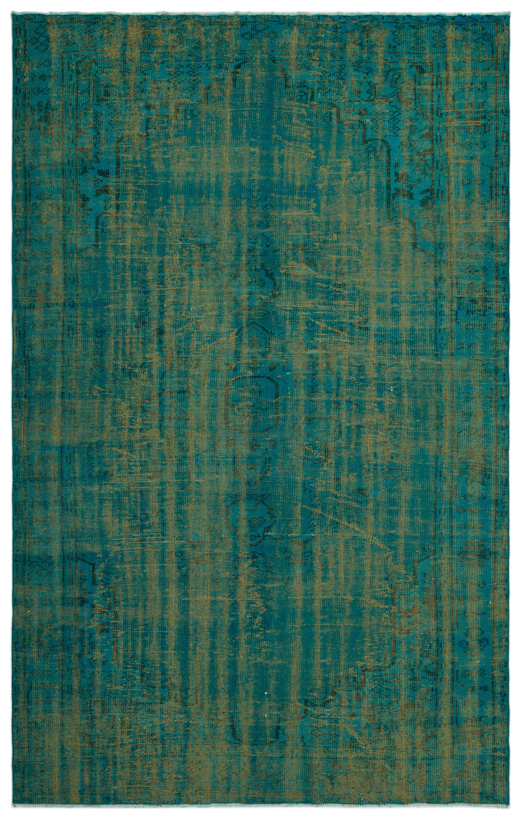 Turquoise  Over Dyed Vintage Rug 6'0'' x 9'5'' ft 183 x 288 cm