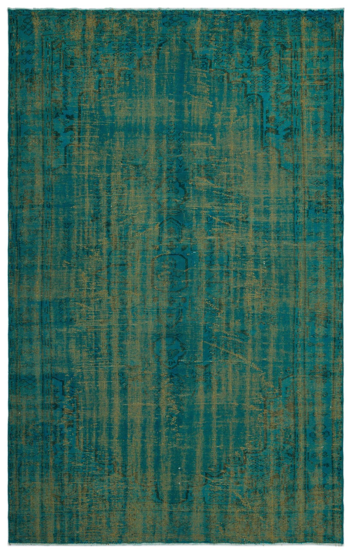 Turquoise  Over Dyed Vintage Rug 6&#39;0&#39;&#39; x 9&#39;5&#39;&#39; ft 183 x 288 cm