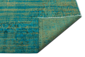 Turquoise  Over Dyed Vintage Rug 6'0'' x 9'5'' ft 183 x 288 cm