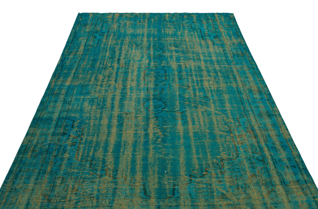 Turquoise  Over Dyed Vintage Rug 6'0'' x 9'5'' ft 183 x 288 cm