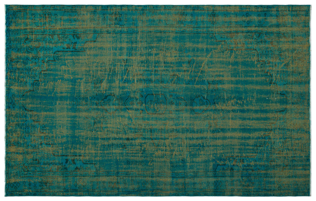 Turquoise  Over Dyed Vintage Rug 6'0'' x 9'5'' ft 183 x 288 cm