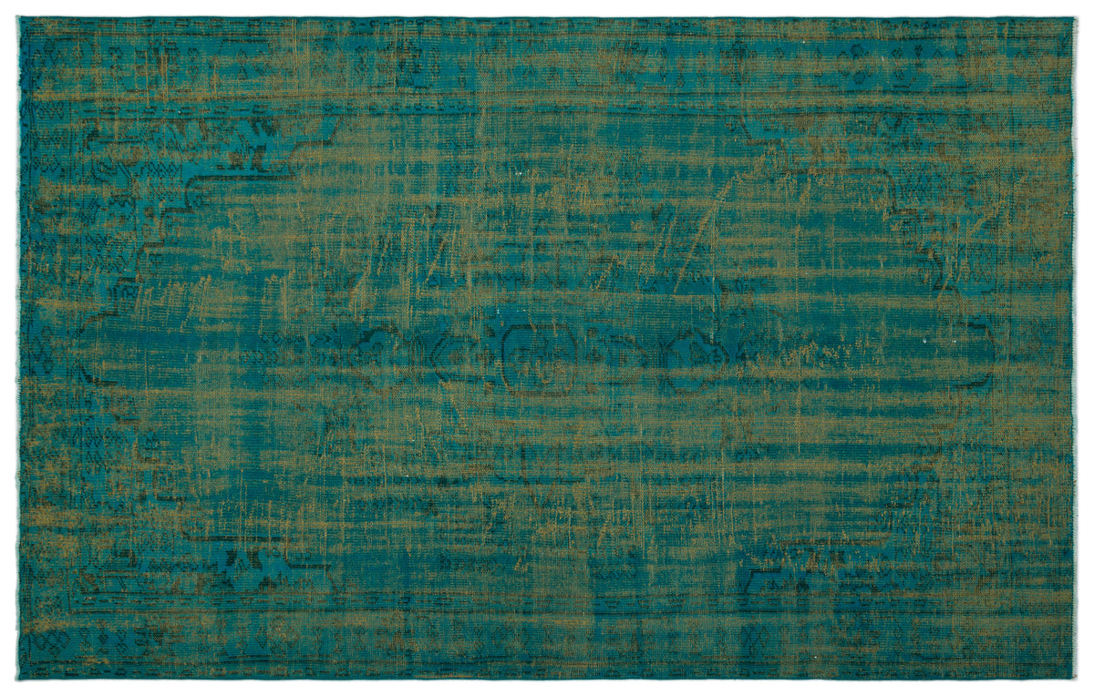 Turquoise  Over Dyed Vintage Rug 6&#39;0&#39;&#39; x 9&#39;5&#39;&#39; ft 183 x 288 cm