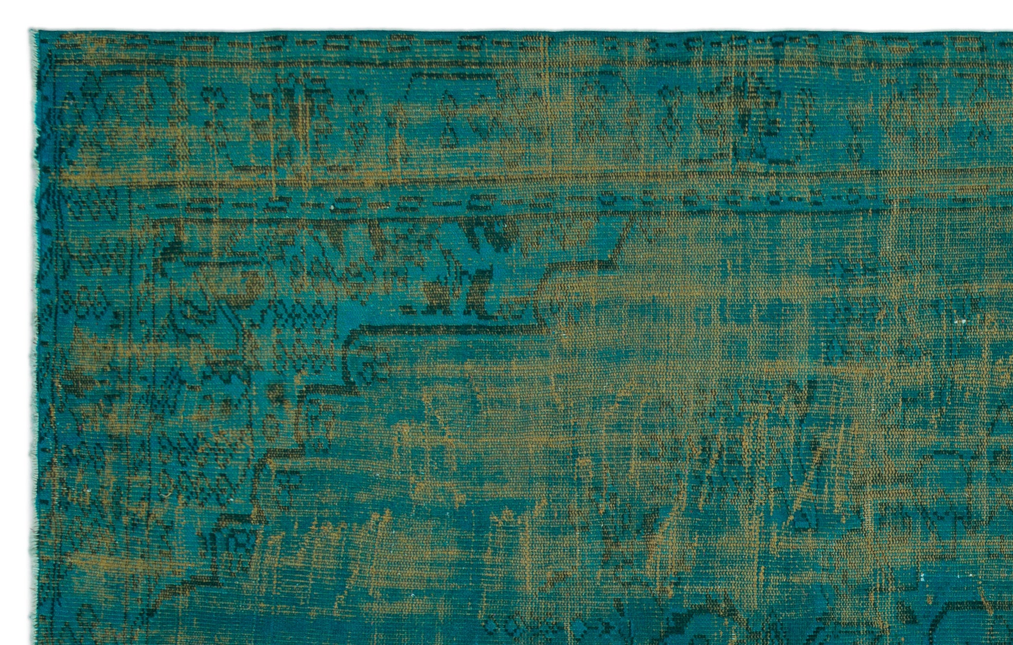 Turquoise  Over Dyed Vintage Rug 6'0'' x 9'5'' ft 183 x 288 cm