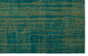 Turquoise  Over Dyed Vintage Rug 6'0'' x 9'5'' ft 183 x 288 cm