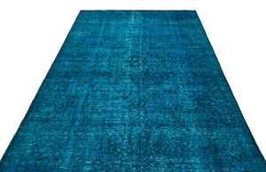 Turquoise  Over Dyed Vintage Rug 5'10'' x 9'8'' ft 178 x 294 cm