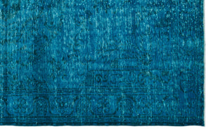 Turquoise  Over Dyed Vintage Rug 5'10'' x 9'8'' ft 178 x 294 cm