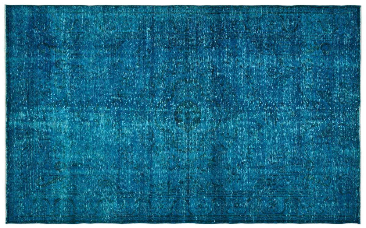 Turquoise  Over Dyed Vintage Rug 5&#39;10&#39;&#39; x 9&#39;8&#39;&#39; ft 178 x 294 cm