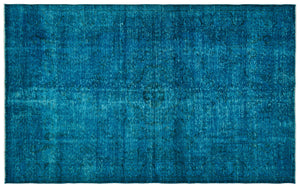 Turquoise  Over Dyed Vintage Rug 5'10'' x 9'8'' ft 178 x 294 cm