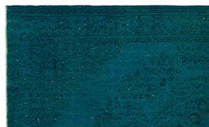 Turquoise  Over Dyed Vintage Rug 6'0'' x 10'1'' ft 184 x 308 cm
