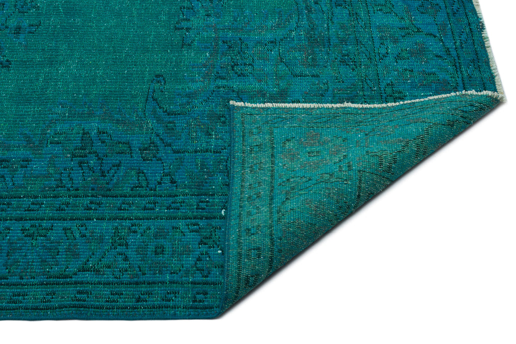 Turquoise  Over Dyed Vintage Rug 5'12'' x 9'4'' ft 182 x 284 cm