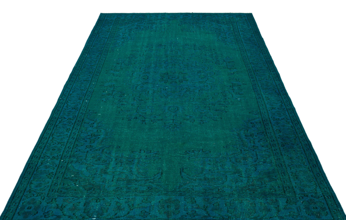 Turquoise  Over Dyed Vintage Rug 5&#39;12&#39;&#39; x 9&#39;4&#39;&#39; ft 182 x 284 cm