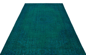 Turquoise  Over Dyed Vintage Rug 5'12'' x 9'4'' ft 182 x 284 cm