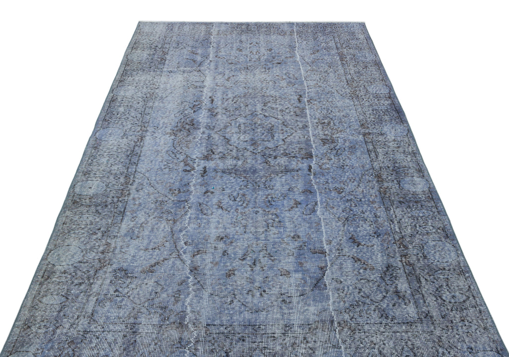Blue Over Dyed Vintage Rug 5'2'' x 9'1'' ft 158 x 277 cm