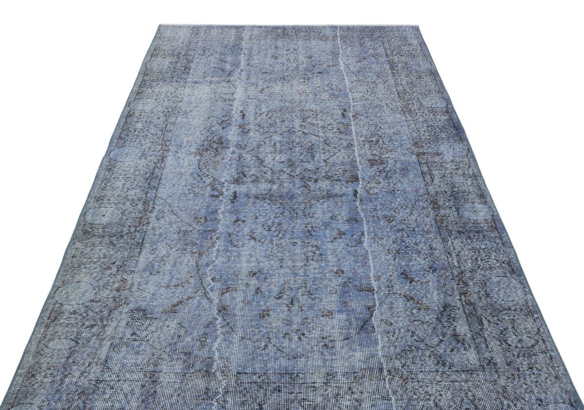 Blue Over Dyed Vintage Rug 5&#39;2&#39;&#39; x 9&#39;1&#39;&#39; ft 158 x 277 cm