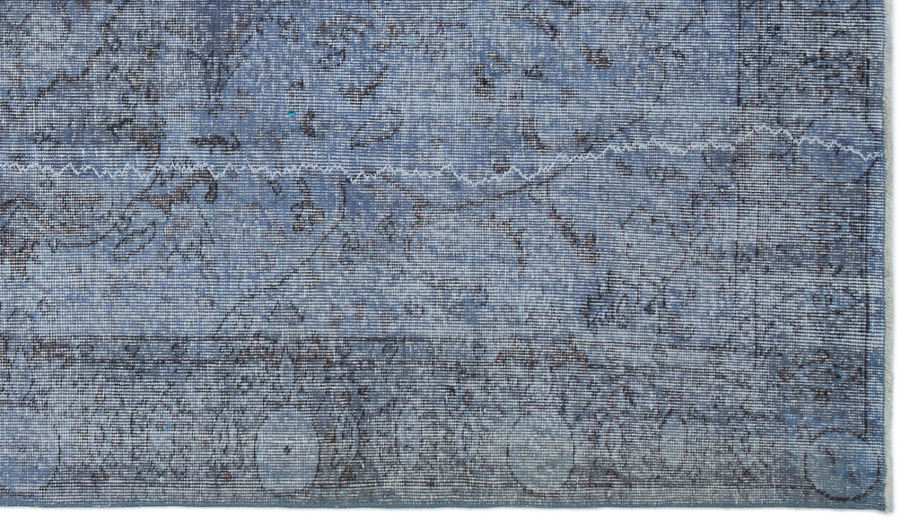 Blue Over Dyed Vintage Rug 5'2'' x 9'1'' ft 158 x 277 cm