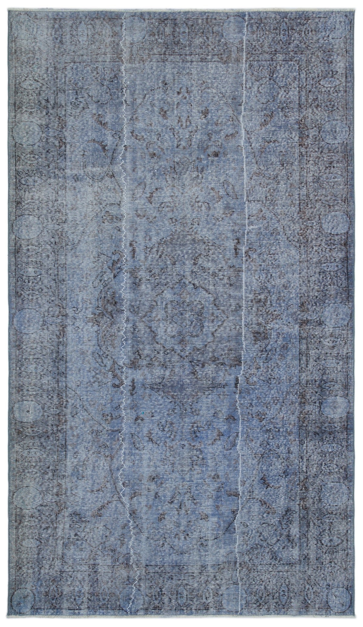 Blue Over Dyed Vintage Rug 5&#39;2&#39;&#39; x 9&#39;1&#39;&#39; ft 158 x 277 cm
