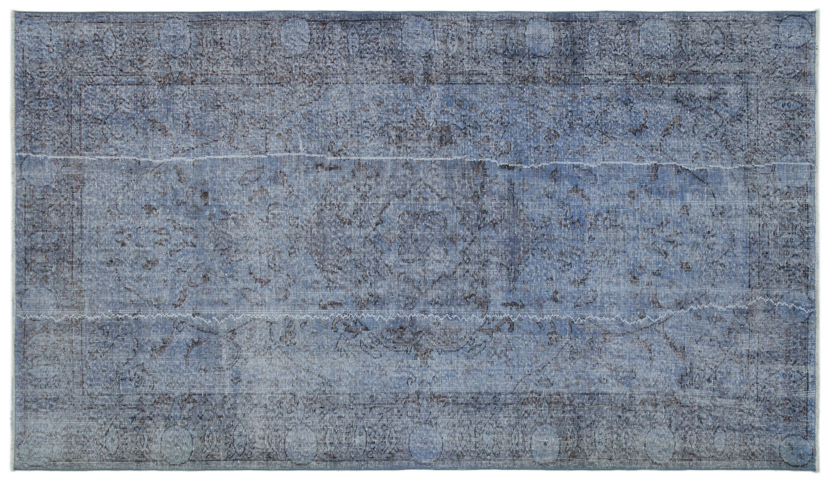 Blue Over Dyed Vintage Rug 5&#39;2&#39;&#39; x 9&#39;1&#39;&#39; ft 158 x 277 cm