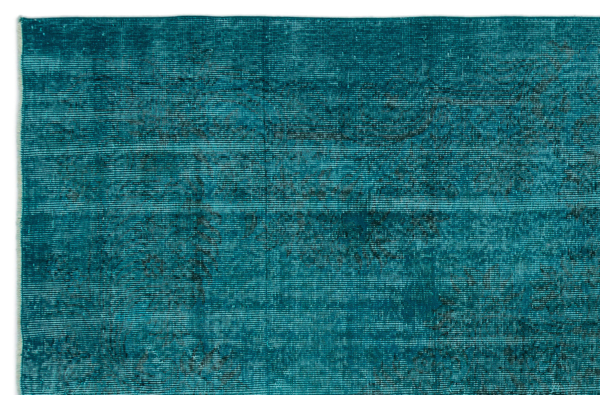 Turquoise  Over Dyed Vintage Rug 5&#39;8&#39;&#39; x 8&#39;8&#39;&#39; ft 172 x 265 cm
