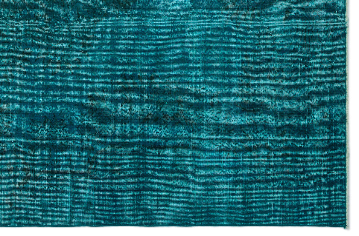 Turquoise  Over Dyed Vintage Rug 5&#39;8&#39;&#39; x 8&#39;8&#39;&#39; ft 172 x 265 cm