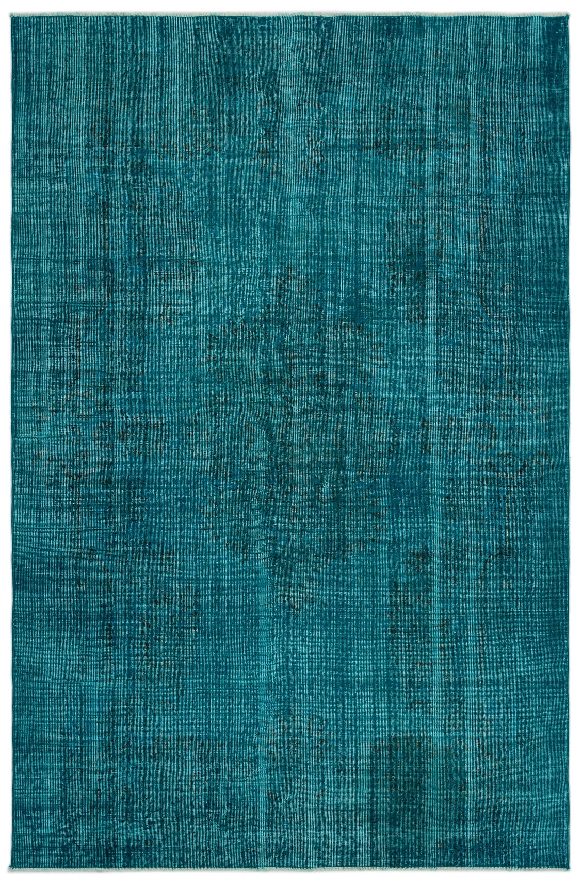 Turquoise  Over Dyed Vintage Rug 5&#39;8&#39;&#39; x 8&#39;8&#39;&#39; ft 172 x 265 cm