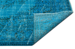 Turquoise  Over Dyed Vintage Rug 5'8'' x 9'6'' ft 172 x 290 cm