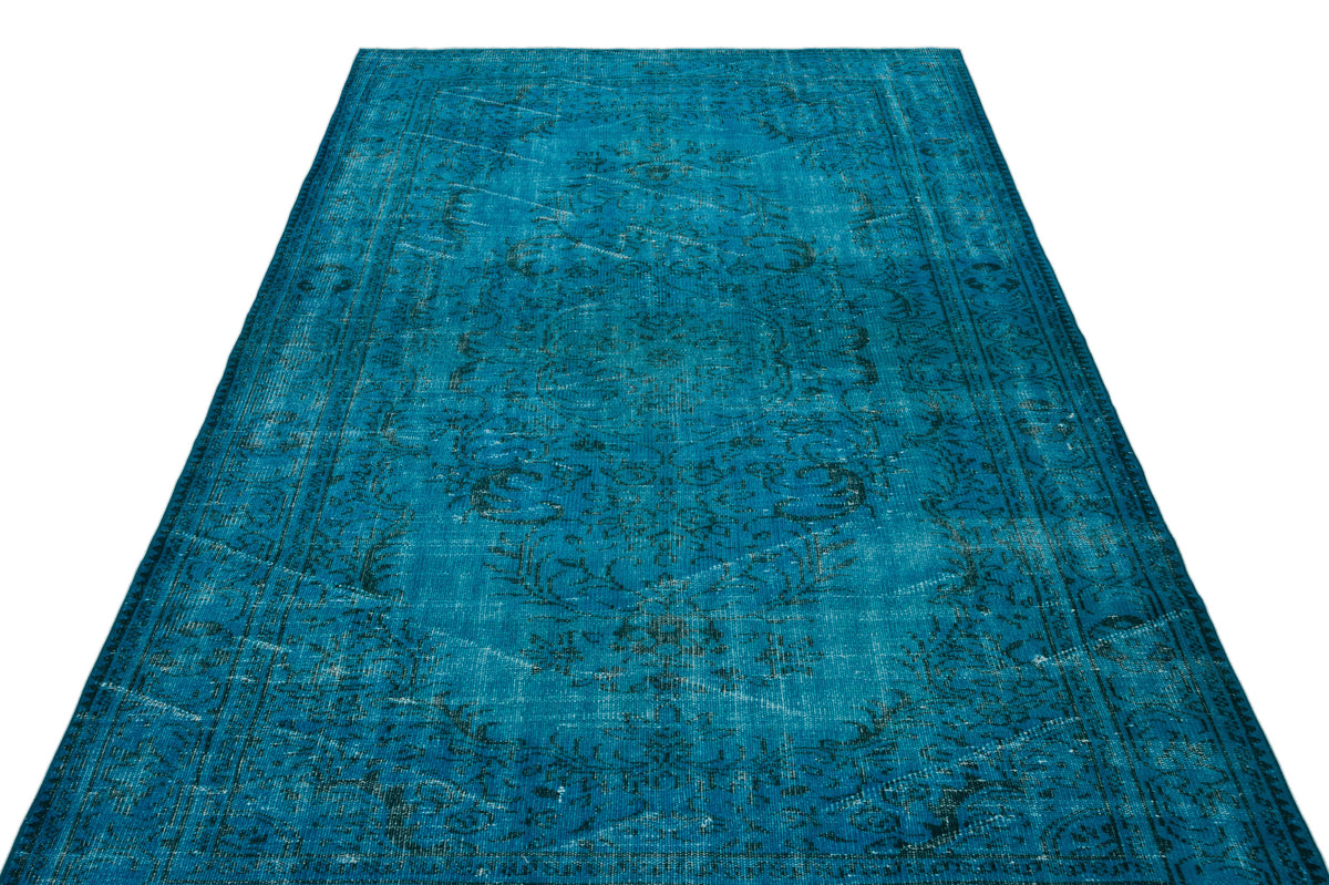 Turquoise  Over Dyed Vintage Rug 5&#39;8&#39;&#39; x 9&#39;6&#39;&#39; ft 172 x 290 cm