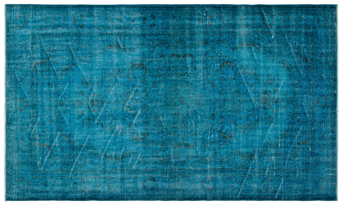 Turquoise  Over Dyed Vintage Rug 5&#39;8&#39;&#39; x 9&#39;6&#39;&#39; ft 172 x 290 cm