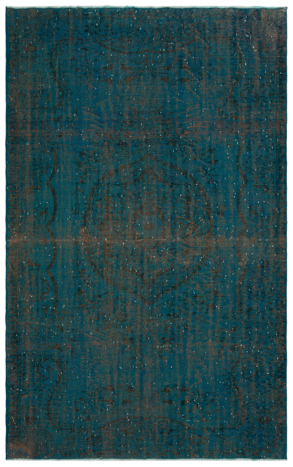 Turquoise  Over Dyed Vintage Rug 6'1'' x 9'10'' ft 185 x 300 cm