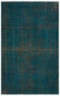 Turquoise  Over Dyed Vintage Rug 6'1'' x 9'10'' ft 185 x 300 cm