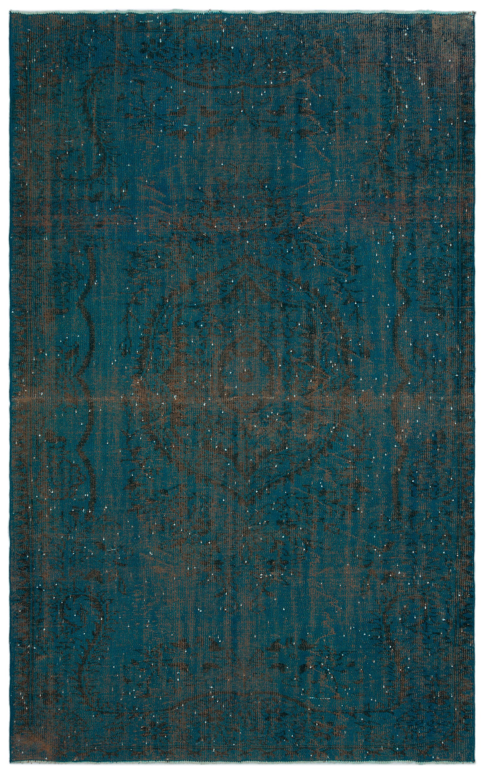 Turquoise  Over Dyed Vintage Rug 6'1'' x 9'10'' ft 185 x 300 cm