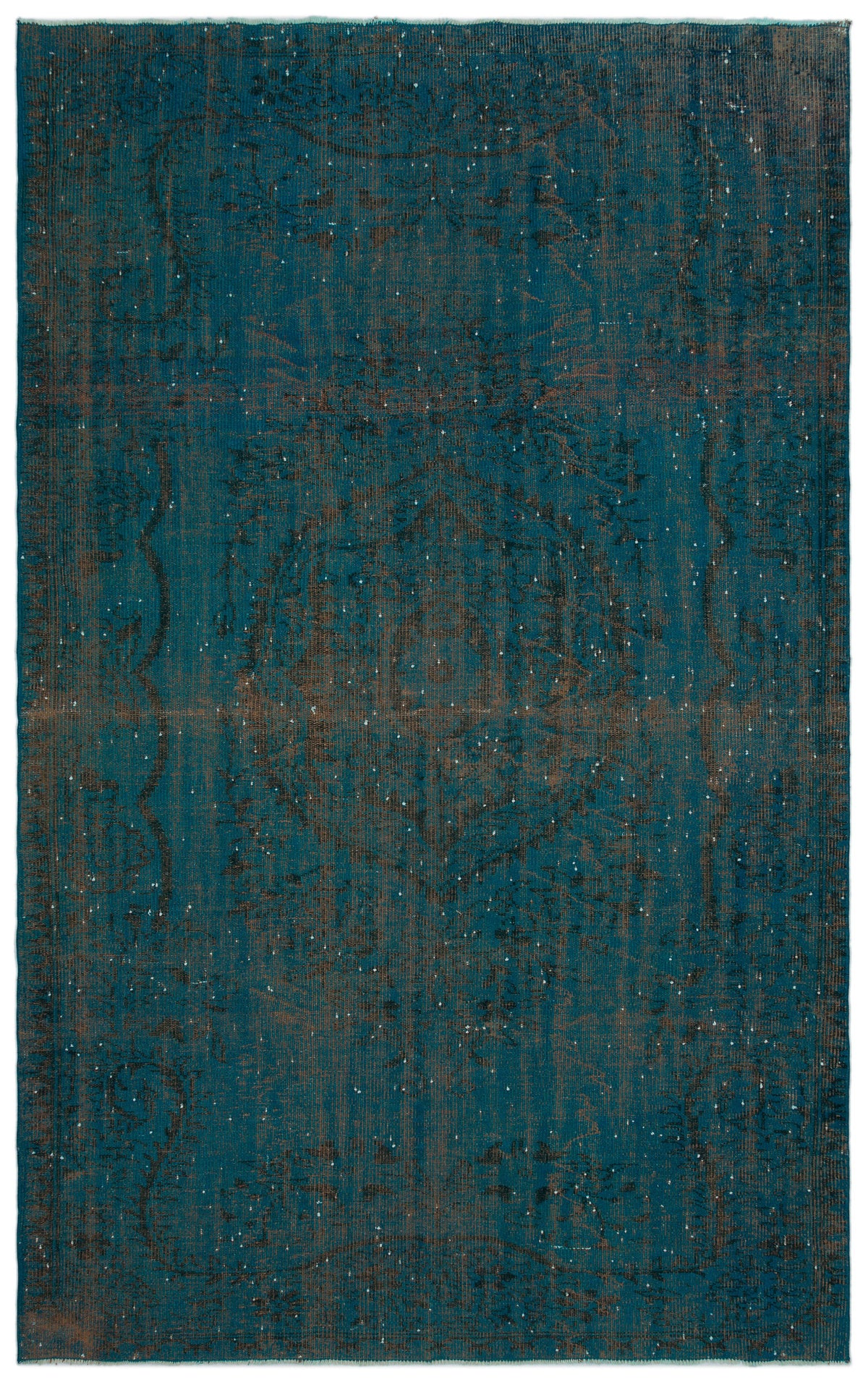 Turquoise  Over Dyed Vintage Rug 6&#39;1&#39;&#39; x 9&#39;10&#39;&#39; ft 185 x 300 cm