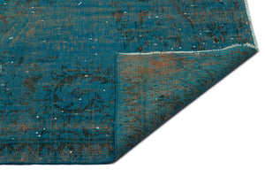 Turquoise  Over Dyed Vintage Rug 6'1'' x 9'10'' ft 185 x 300 cm