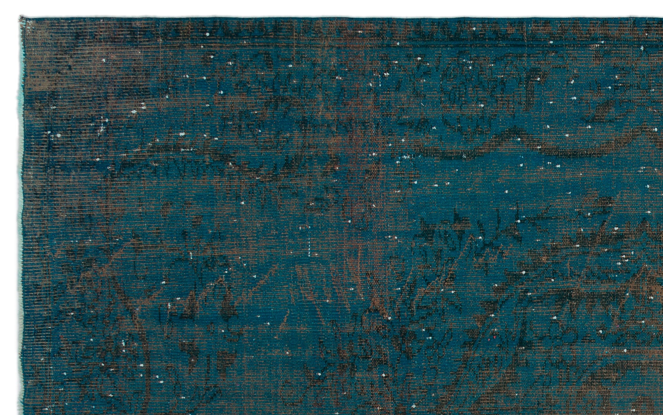 Turquoise  Over Dyed Vintage Rug 6'1'' x 9'10'' ft 185 x 300 cm