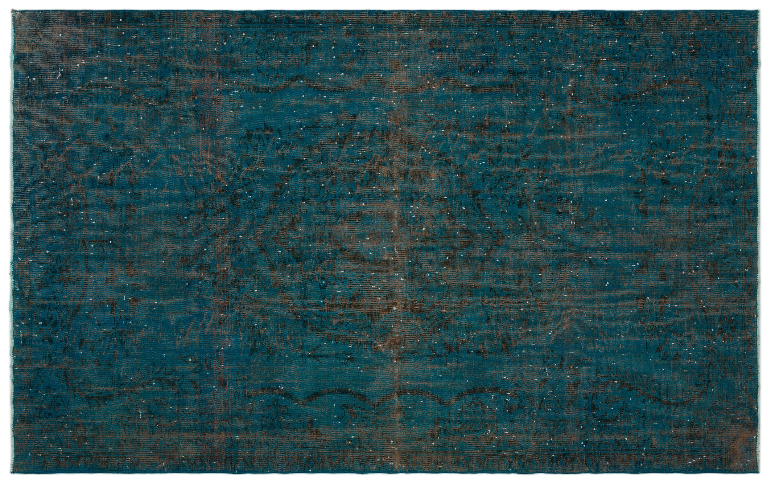 Turquoise  Over Dyed Vintage Rug 6'1'' x 9'10'' ft 185 x 300 cm