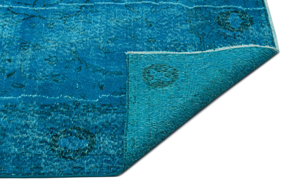 Turquoise  Over Dyed Vintage Rug 6&#39;3&#39;&#39; x 10&#39;3&#39;&#39; ft 190 x 312 cm