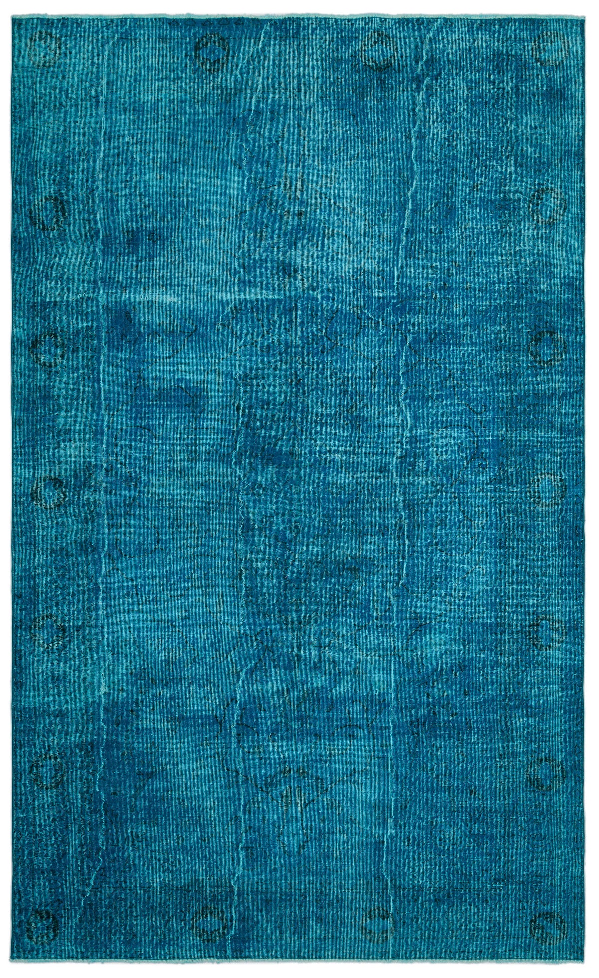 Turquoise  Over Dyed Vintage Rug 6&#39;3&#39;&#39; x 10&#39;3&#39;&#39; ft 190 x 312 cm