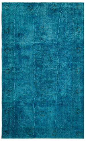 Turquoise  Over Dyed Vintage Rug 6'3'' x 10'3'' ft 190 x 312 cm