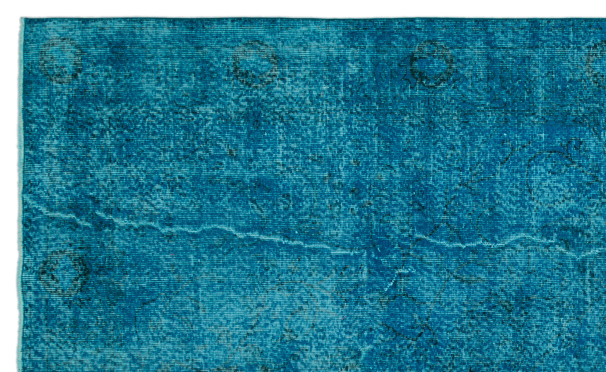 Turquoise  Over Dyed Vintage Rug 6&#39;3&#39;&#39; x 10&#39;3&#39;&#39; ft 190 x 312 cm