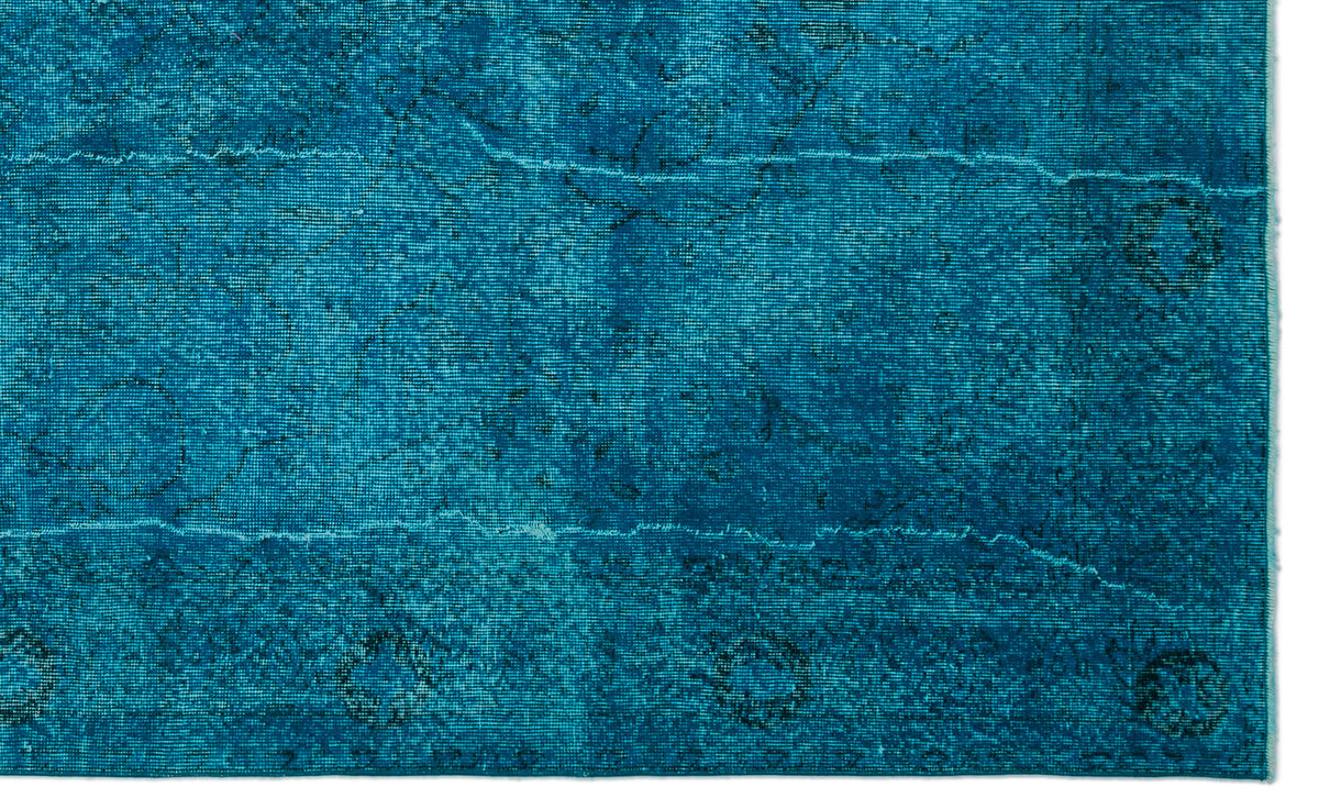 Turquoise  Over Dyed Vintage Rug 6&#39;3&#39;&#39; x 10&#39;3&#39;&#39; ft 190 x 312 cm
