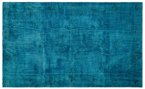 Turquoise  Over Dyed Vintage Rug 6'3'' x 10'3'' ft 190 x 312 cm