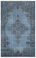 Blue Over Dyed Vintage Rug 5'5'' x 8'8'' ft 165 x 263 cm