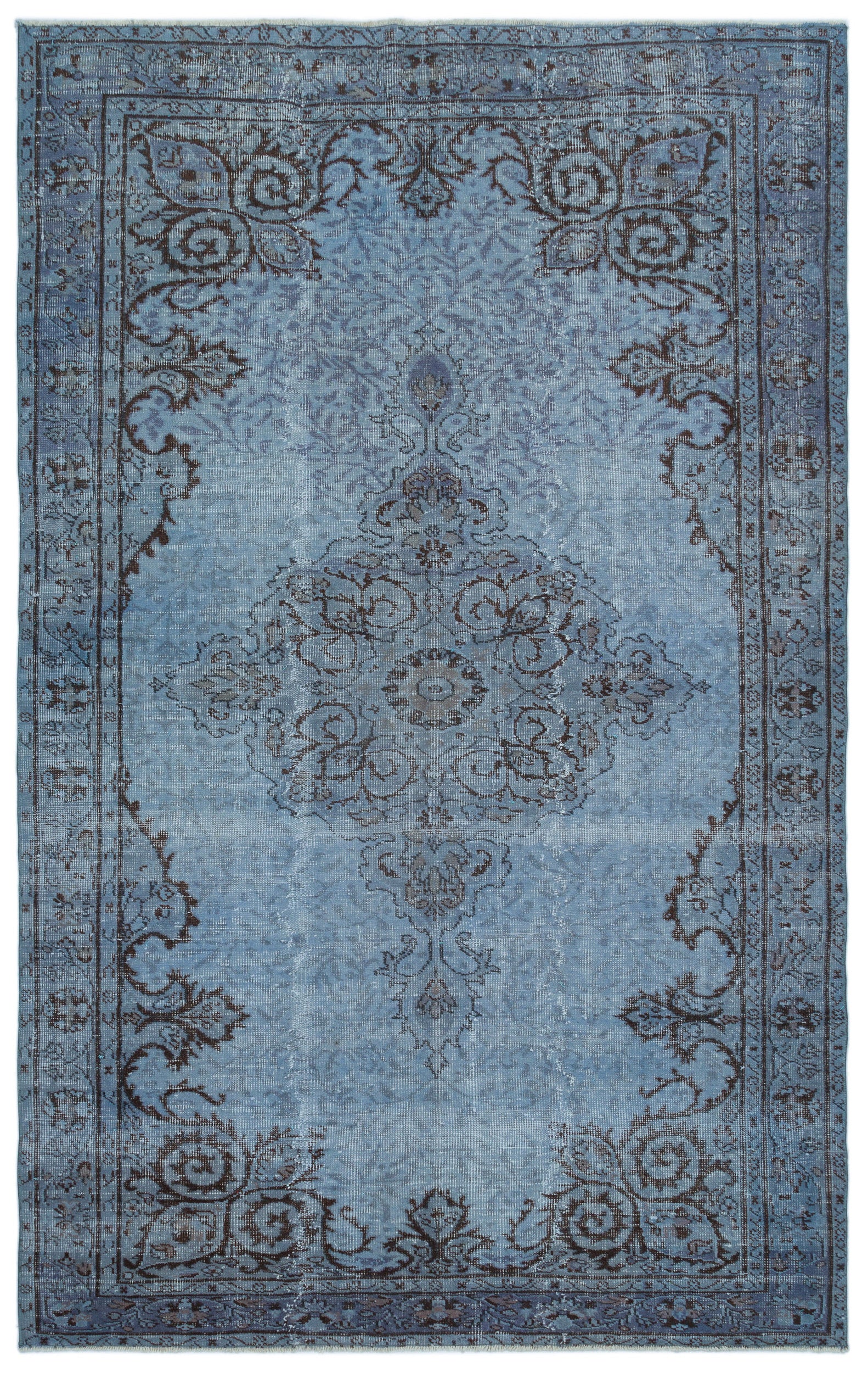 Blue Over Dyed Vintage Rug 5'5'' x 8'8'' ft 165 x 263 cm