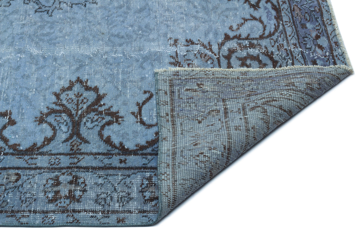 Blue Over Dyed Vintage Rug 5&#39;5&#39;&#39; x 8&#39;8&#39;&#39; ft 165 x 263 cm