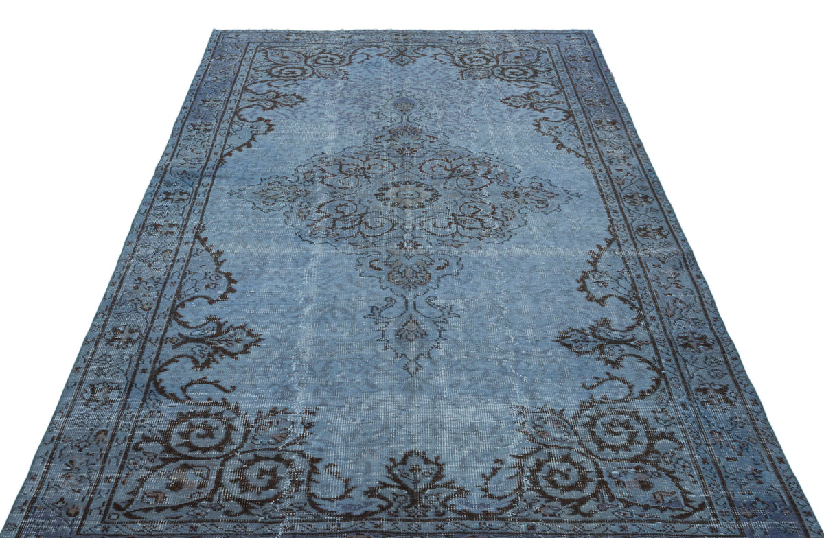 Blue Over Dyed Vintage Rug 5&#39;5&#39;&#39; x 8&#39;8&#39;&#39; ft 165 x 263 cm