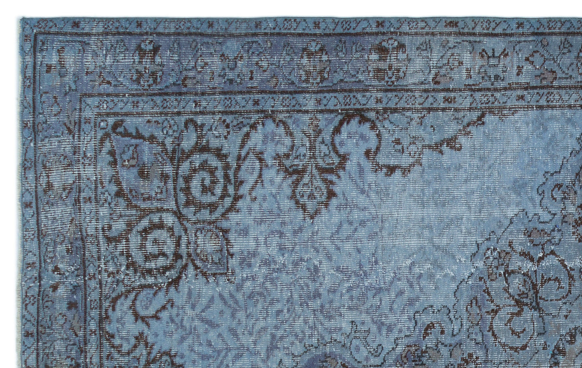 Blue Over Dyed Vintage Rug 5&#39;5&#39;&#39; x 8&#39;8&#39;&#39; ft 165 x 263 cm