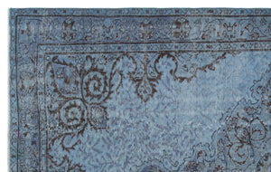 Blue Over Dyed Vintage Rug 5'5'' x 8'8'' ft 165 x 263 cm